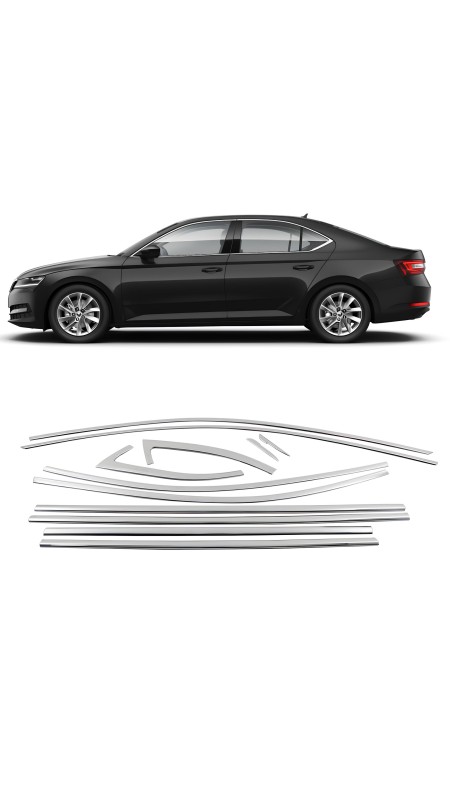 Skoda Super Uyumlu B8 Cam Çerçevesi 12 Parça Krom 2015 Ve Sonrası