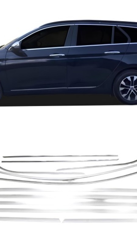 Fiat Egea Sw Krom Cam Çerçeve Tam Tur 12 Parça 2016 Model Üzeri Uyumlu