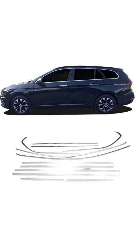 Fiat Egea Sw Krom Cam Çerçeve Tam Tur 12 Parça 2016 Model Üzeri Uyumlu