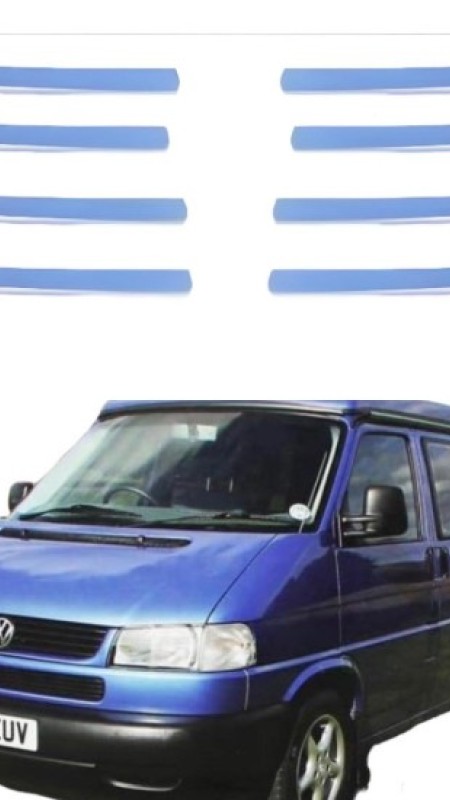 Vw T4 Transporter Krom Ön Panjur 8 Parça 1995-2003 Model Aralığı Uyumlu Parlak Paslanmaz Çelik 