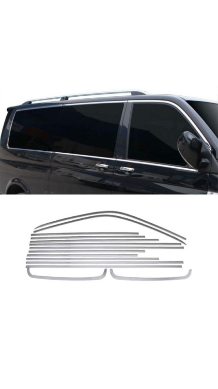 VW Transporter T6 Kısa Şase Krom Cam Çerçeve Seti 2015-2024 Tek Sürgü