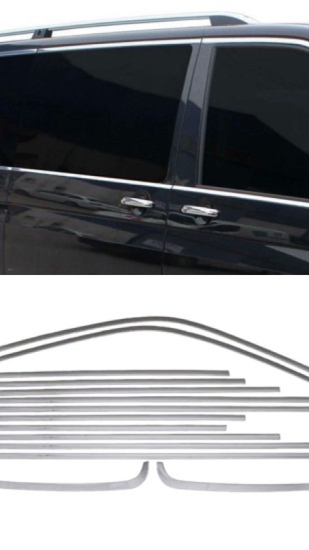 VW Transporter T5 Kısa Şase Krom Cam Çerçeve Seti 2003-2015 Tek Sürgü Paslanmaz Çelik 