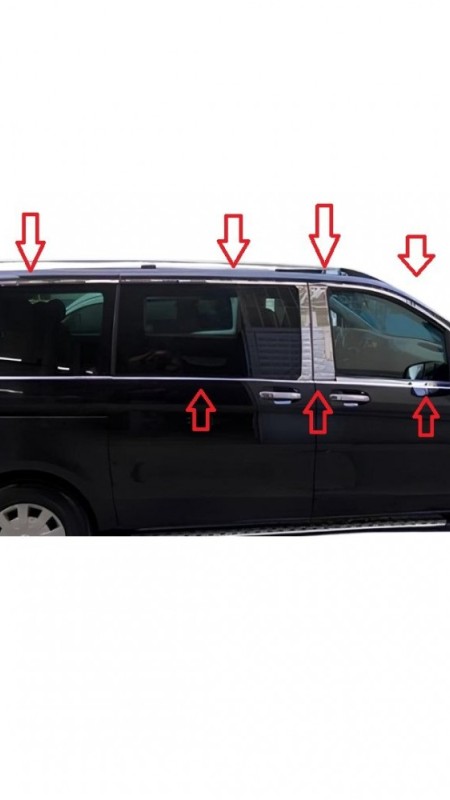 Mercedes Vito W447 Krom Cam Çerçeve Tam Tur 2014-2020 Model Aralığı Uyumlu Kısa Şase