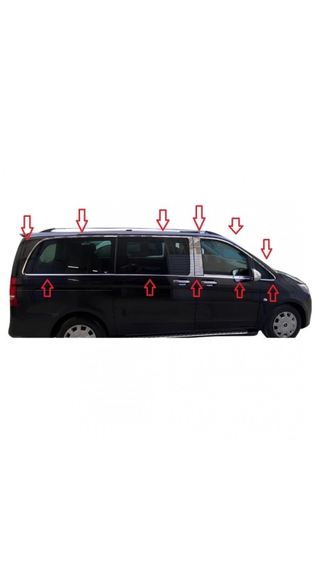 Mercedes Vito W447 Krom Cam Çerçeve Tam Tur 2014-2020 Model Aralığı Uyumlu Kısa Şase